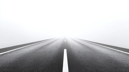 Asphalt road street with white lines isolated on white background. highway motorway travel or trip, empty, straight long speedway perspective, forward into infinity.