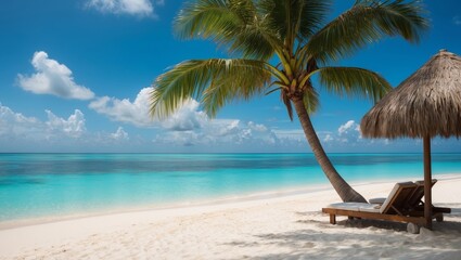 Tropical beach in maldives with blue lagoon