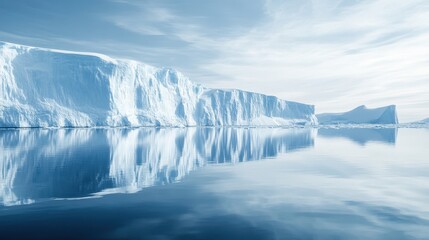 Bright Auroras Over Antarctic Ice Cliffs Reflection