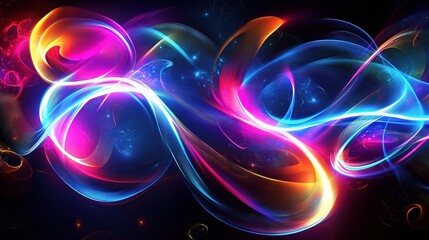 Fototapeta premium Abstract Flowing Shapes with Neon Highlights in Vivid Colors