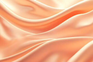Peach-colored silk fabric with soft, flowing waves and folds.