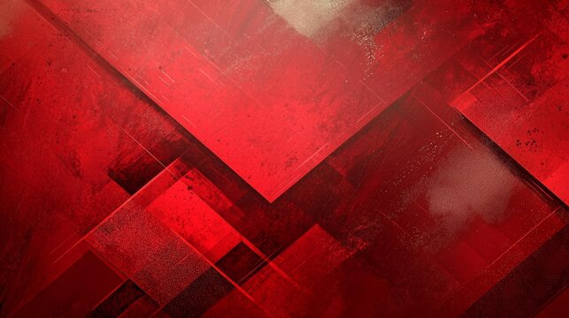 Bold red background with abstract geometric shapes and subtle metallic textures, ideal for a high-end business environment