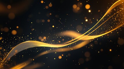 Craft a luxurious dark backdrop with thin golden streaks and subtle shimmering light particles scattered elegantly