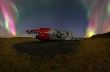 Mysterious Plane Wreck Under Auroras Near Hella, Iceland
