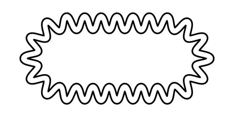 Oval rectangle with wavy edges. Rectangular shape with scalloped borders. Empty text box, tag or label template. Vector graphic illustration.