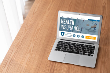 Fototapeta premium Health insurance web site modish registration system for easy form filling
