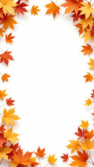 Fototapeta premium Maple border frame white background