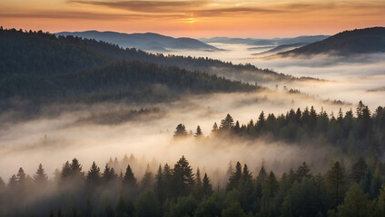Fototapeta premium Forest with Pine Trees, background