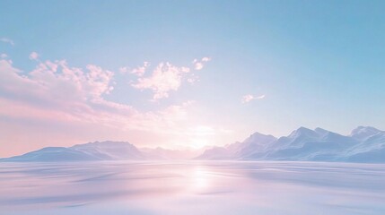 Obraz premium Soft Pastel Sky with Snowy Landscape at Sunrise