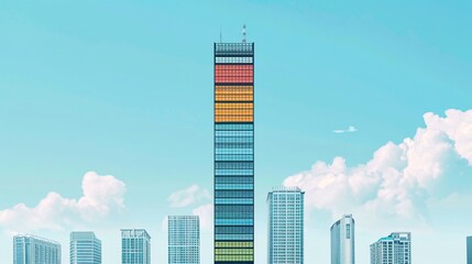 Impressive Cityscape with Futuristic High Rise Towers and Symmetrical Architectural Design