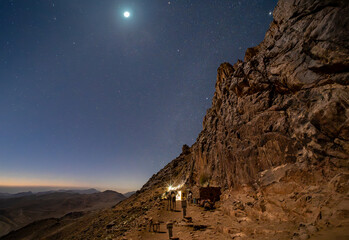 Landscape in the night on the top of Mount Sinai.