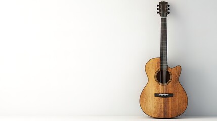 Acoustic guitar against a white background.