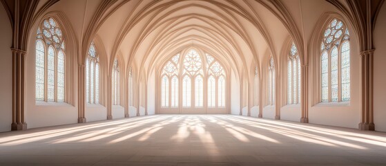 Fototapeta premium A large hall within a bright hall Beautifully designed The atmosphere is quiet.