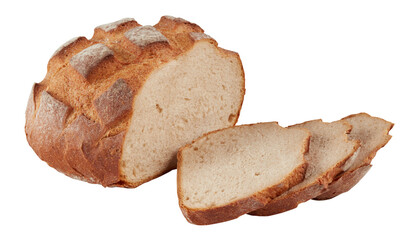 Soft baked bread cut out isolated transparent background
