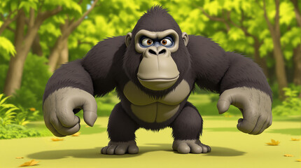 Naklejka premium 3d rendered illustration of a gorilla in wildlife