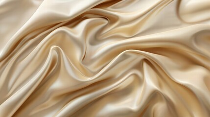 Elegant beige silk fabric draped smoothly