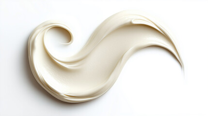 Wavy cream swatch isolated on a white background, top view