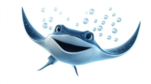 smiling blue ray with bubbles clip art preview