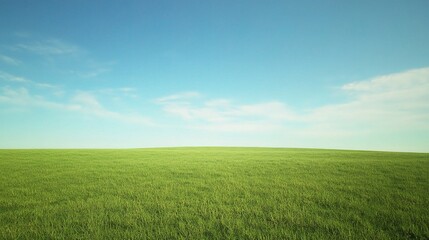Obraz premium Vibrant Green Fields Under A Bright Clear Sunny Sky
