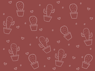 seamless pattern with cactus plant. hand drawn outline on holiday season vibes background. high resolution for design with a whimsical and enchanting theme