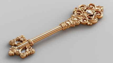 Intricate golden key symbolic of mystery and potential