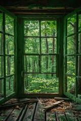 Green Window Overlooking Lush Forest Canopy