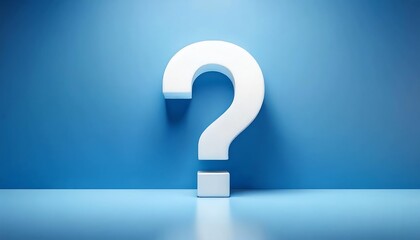 A large white question mark stands against a blue background, symbolizing inquiry, curiosity, and the quest for knowledge.