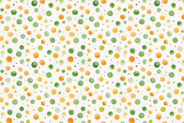 watercolor green and orange polka dots pattern wallpaper