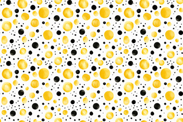 watercolor yellow and black polka dots pattern wallpaper