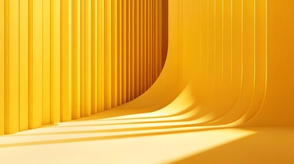 Abstract Yellow Curving Lines and Vertical Columns Design