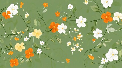 Cute Floral Design with Green Background for Elegant Decor
