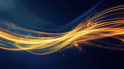Elegant Golden Lines Cutting Through Dark Blue Background