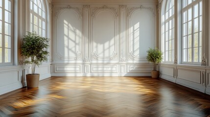 Obraz premium Elegant White Room with Sunbeams