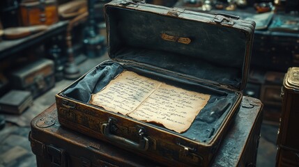 Antique Suitcase with Old Letter