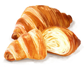 Hand drawn illustration of croissant