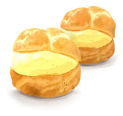 Hand drawn illustration of cream puff
