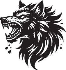 Fototapeta premium A fierce wolf head silhouette with bared teeth black vector