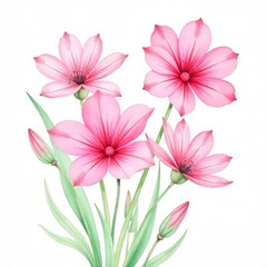 Obraz premium Delicate Pink Floral Arrangement Against a White Background