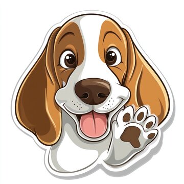 recommend clip art: Happy beagle puppy cartoon waving paw.