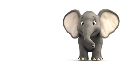 Obraz premium A cartoon elephant with a big ear is standing in front of a white background