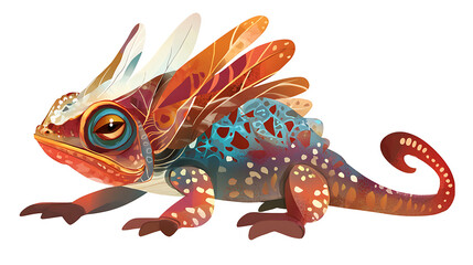 Fototapeta premium A colorful lizard with a long tail and a large head