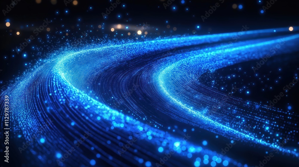 Poster abstract dynamic blue tech background. fast data flow. futuristic speed connection. network pattern.