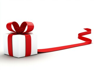 A beautifully wrapped gift box adorned with a red ribbon, symbolizing celebration and joy.
