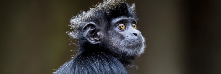 Fototapeta premium A Young Black Capped Langur Monkey Gazes Aside