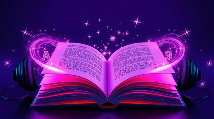 book with glowing lights