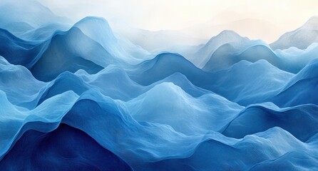 Obraz premium Abstract lines flowing background serene design modern minimalism light texture blue white 3D render