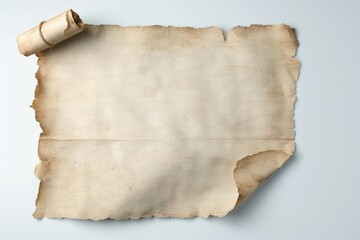Obraz premium Detailed Photo of Old Torn Parchment Paper with Vintage Texture on White Background
