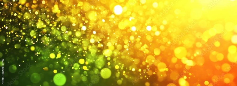 Poster Abstract background with yellow and green bokeh lights.