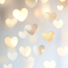 Golden Hearts Bokeh: Romantic Soft Light Background