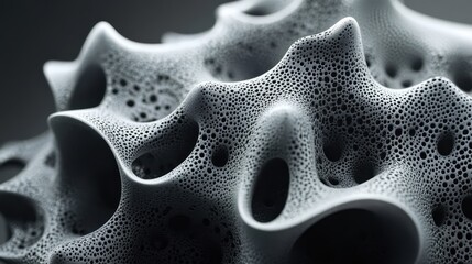 Abstract Gray Form with Pores and Cavities